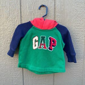 Baby Gap baby big size 3-6 months colorblock green and blue Hoodie Christmas